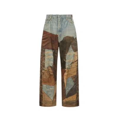 Acne Studios Patterned Wide-leg Jeans In Blue,brown