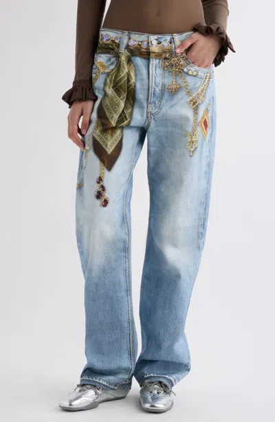 Acne Studios Pazer Jeweled Embellished Jeans In Light Blue