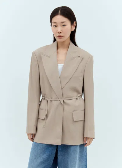 Acne Studios Peak Lapels Belted Blazer In Beige
