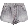 Acne Studios Pebby Denim Trompe L'oeil Bubble Hem Cotton Shorts In Gray