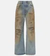 Acne Studios Womens Mid Blue Distressed Wide-leg Mid-rise Jeans In Mid Blue