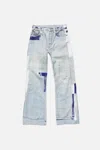 Acne Studios Denim Straight Jeans Distressed Patchwork Five Pocket In Blue