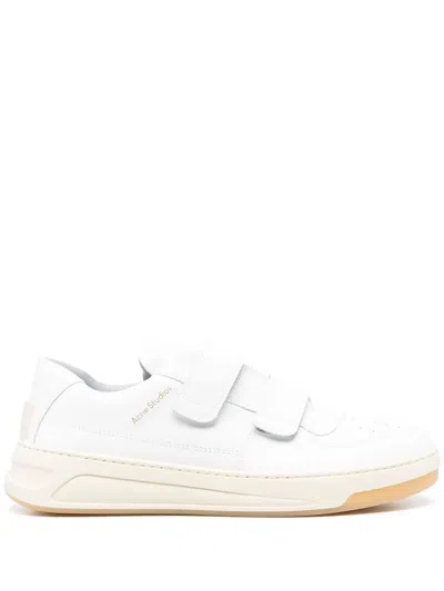 Acne Studios White Velcro Strap Platform Sneakers