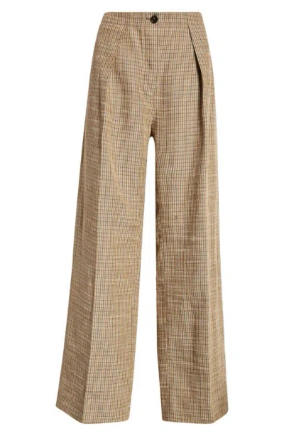 Acne Studios Pernille Check Linen Blend Trousers In Multi Brown