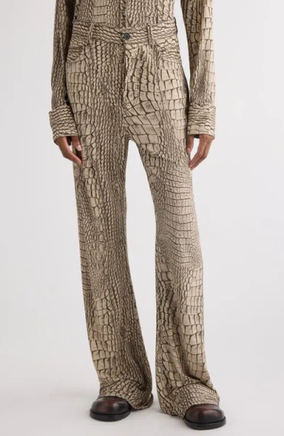 Acne Studios Persey Croc Print Jersey Five-pocket Pants In Multi Grey