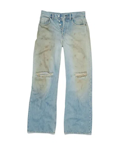 Acne Studios Womens Mid Blue Distressed Wide-leg Mid-rise Jeans