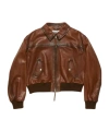 Acne Studios Pilot Leather Jacket In Brown