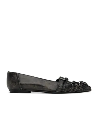 Acne Studios Pin-button Ballet Flats In J83 Black/white