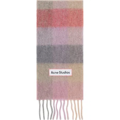 Acne Studios Pink & Grey Check Wool Scarf