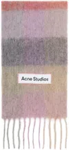 Acne Studios Pink & Purple Mohair Checked Scarf In Bob Fuchsia/lilac/pi