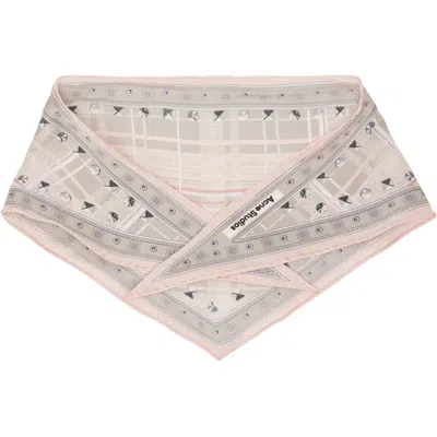 Acne Studios Pink & Taupe Check Silk Scarf In Dza Pink/taupe