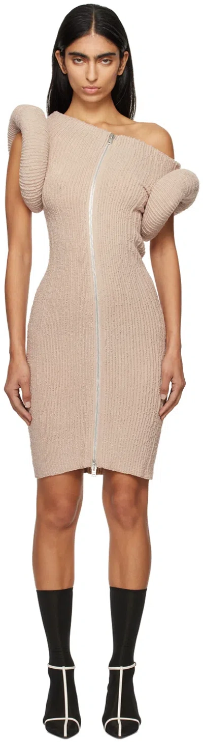 Acne Studios Pink Asymmetric Knit Minidress In Old Pink