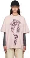 Acne Studios Loose-fitting Short-sleeve T-shirt With Bow Graphic In Pink