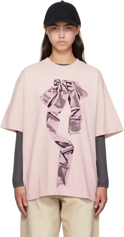 Acne Studios Pink Bow Print T-shirt