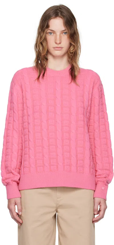 Acne Studios Pink Cable Sweater In Ckq Tango Pink