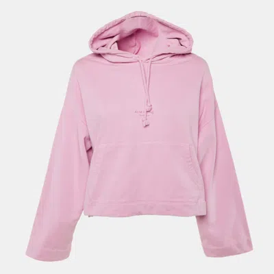 Acne Studios Pink Cotton Knit Long Sleeve Hoodie Xxs In Yellow
