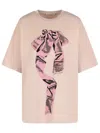 Acne Studios Crew Neck Graphic Print Oversized T-shirt In Pink