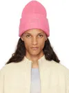 Acne Studios Pink Embellished Face Logo Beanie In Ckq Tango Pink