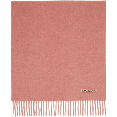Acne Studios Pink Fringe Wool Narrow Scarf In 29n Rose Melange