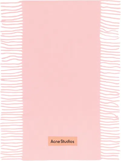 Acne Studios Pink Fringe Wool Scarf