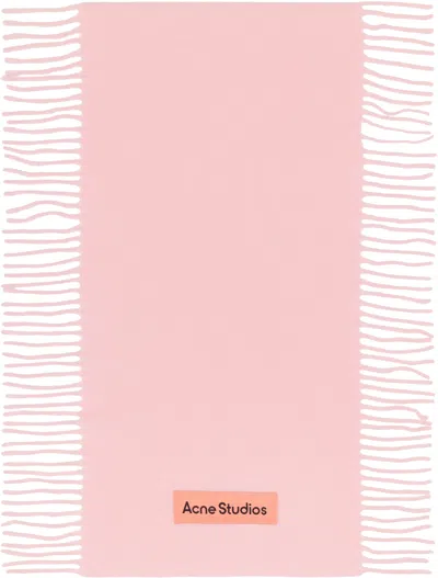 Acne Studios Pink Fringe Wool Scarf In 415 Pink