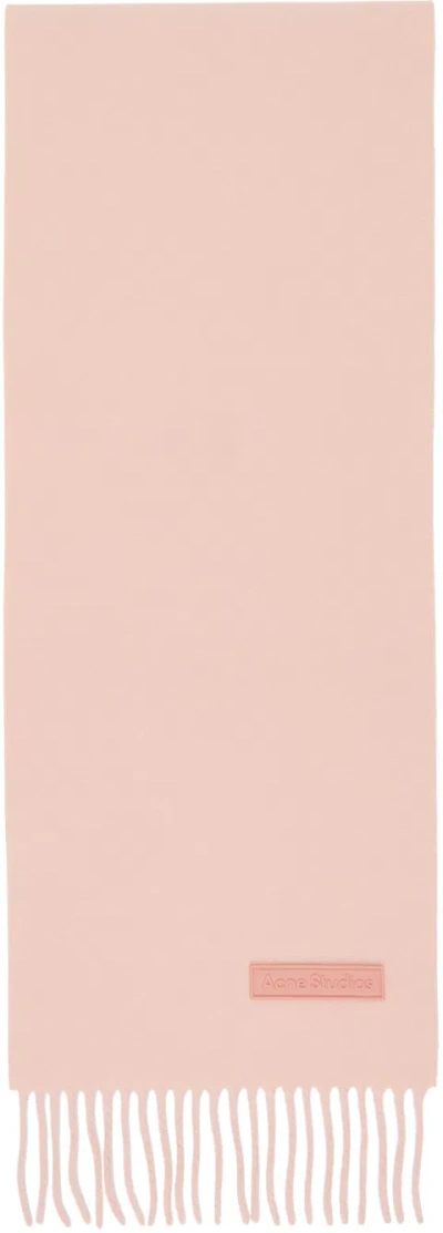 Acne Studios Pink Fringe Wool Scarf In Cq1 Peach Pink