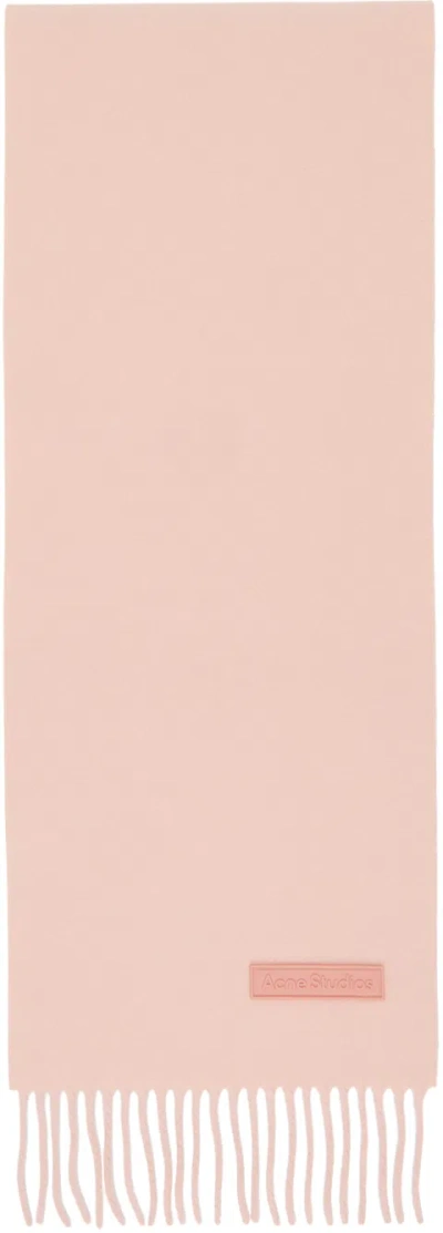 Acne Studios Fringed Wool Scarf In Pink
