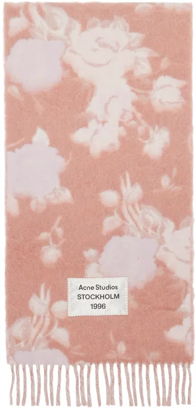 Acne Studios Pink Fringed Wool Scarf
