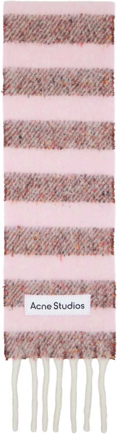 Acne Studios Pink Fringed Wool Skinny Scarf
