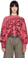 Acne Studios Jacquard Sweater In Alw Pink/red