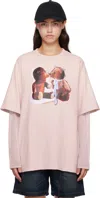 Acne Studios Pink Violet Layered T-shirt With Print In Neutral