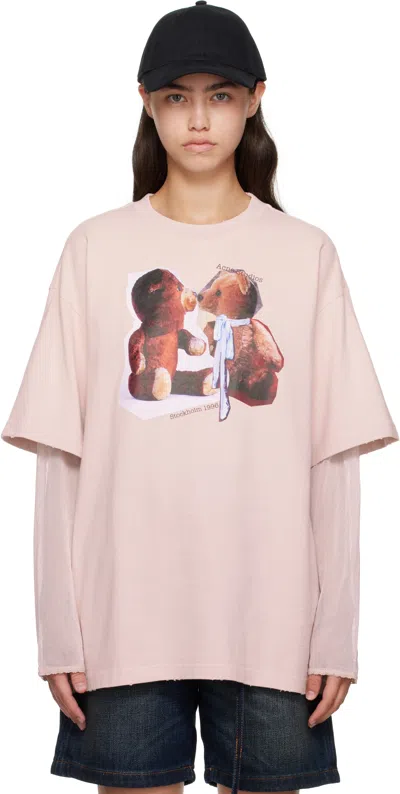 ACNE STUDIOS PINK LAYERED PRINT T-SHIRT