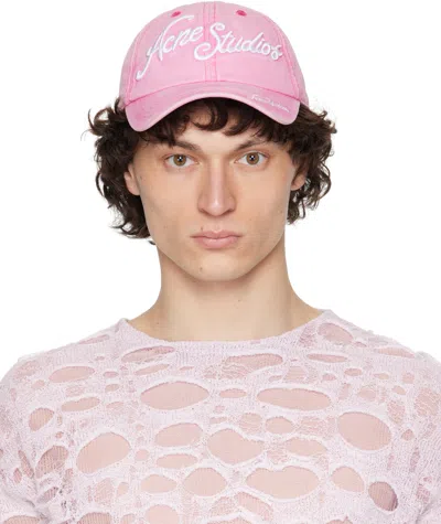 Acne Studios Logo-embroidered Cotton Cap In Pink