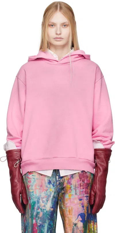 Acne Studios Pink Logo Hoodie In Djs Cotton Candy Pin