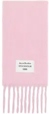 Acne Studios Logo Patch Fringed Scarf In An4 Pink/lilac
