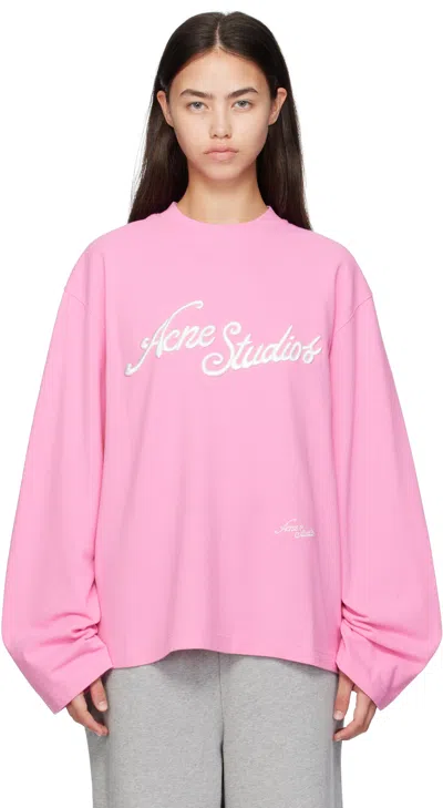 Acne Studios Pink Logo Relaxed-fit T-shirt