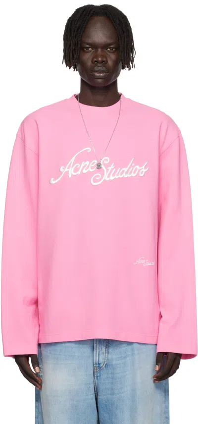 ACNE STUDIOS PINK LOGO RELAXED FIT T-SHIRT