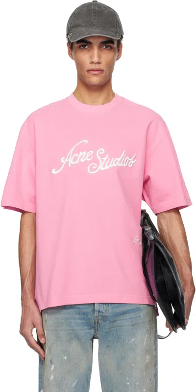 Acne Studios Man T-shirt Pink Size M Cotton