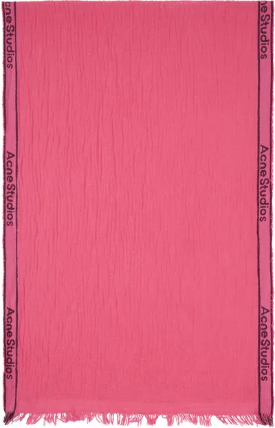 Acne Studios Pink Logo Tape Scarf