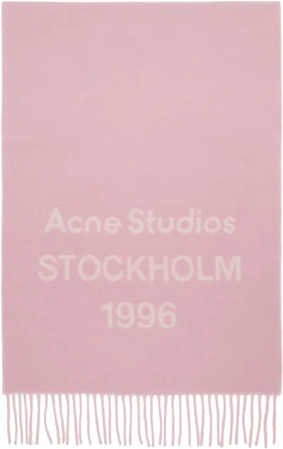 Acne Studios Pink Logo Wide Scarf