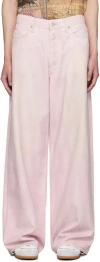Acne Studios 1981m Wide-leg Distressed Jeans In 418 Pale Pink