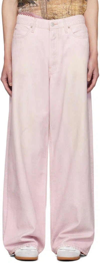 Acne Studios 1981m Wide-leg Distressed Jeans In Pale Pink