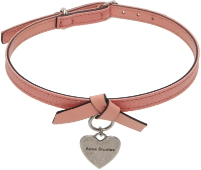 Acne Studios Pink Musubi Charm Choker In Ad2 Salmon Pink