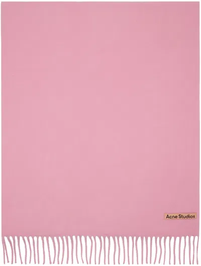 Acne Studios Pink Oversized Fringe Wool Scarf In Djs Cotton Candy Pin