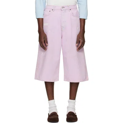 Acne Studios Pink Paint Splatter Denim Shorts