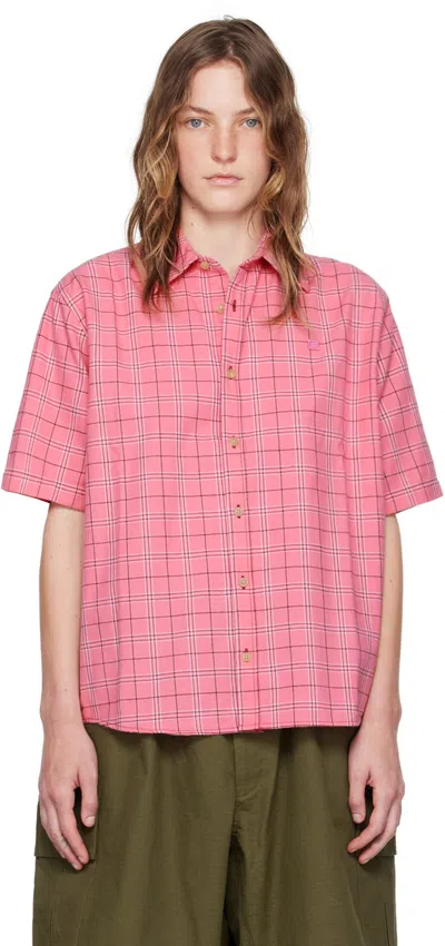 Acne Studios Checked Cotton Shirt In Pink