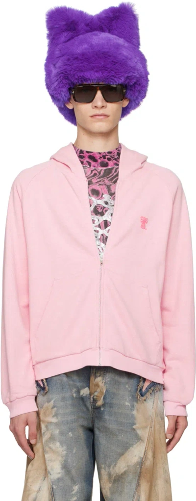 Acne Studios Pink Printed-logo Hoodie In Bp5 Bubble Pink