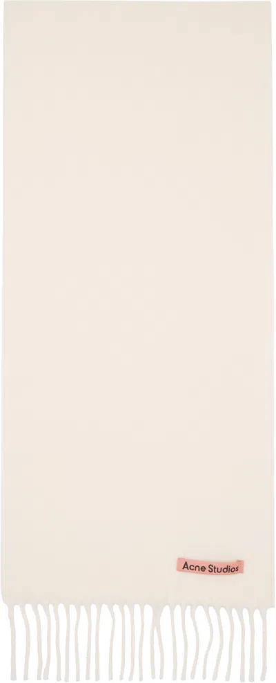 Acne Studios Pink Skinny Fringe Wool Scarf In Neutral