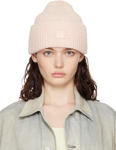 Acne Studios Pink Small Face Logo Beanie In Cs1 Faded Pink Melan