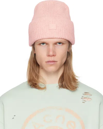 Acne Studios Pink Small Face Logo Beanie In Cs1 Faded Pink Melan